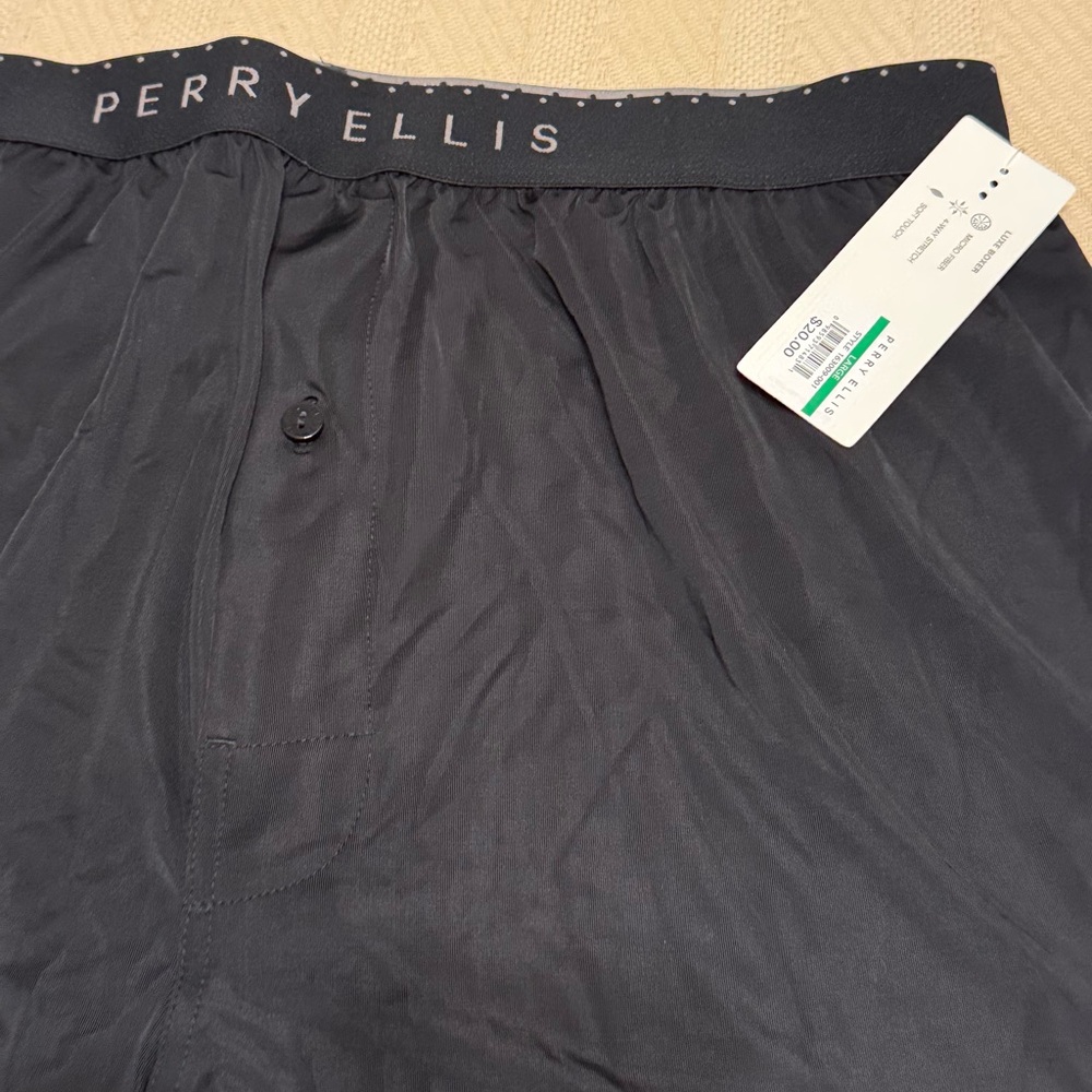 Perry Ellis Men's Luxe Black Boxer Briefs - Picture 2 of 3